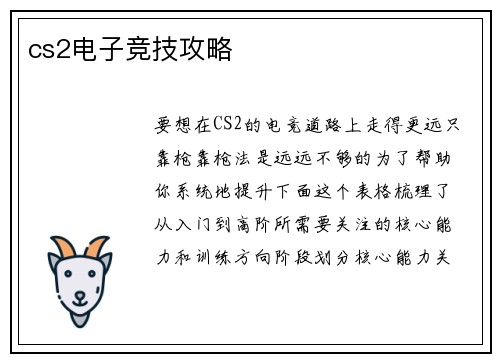 cs2电子竞技攻略